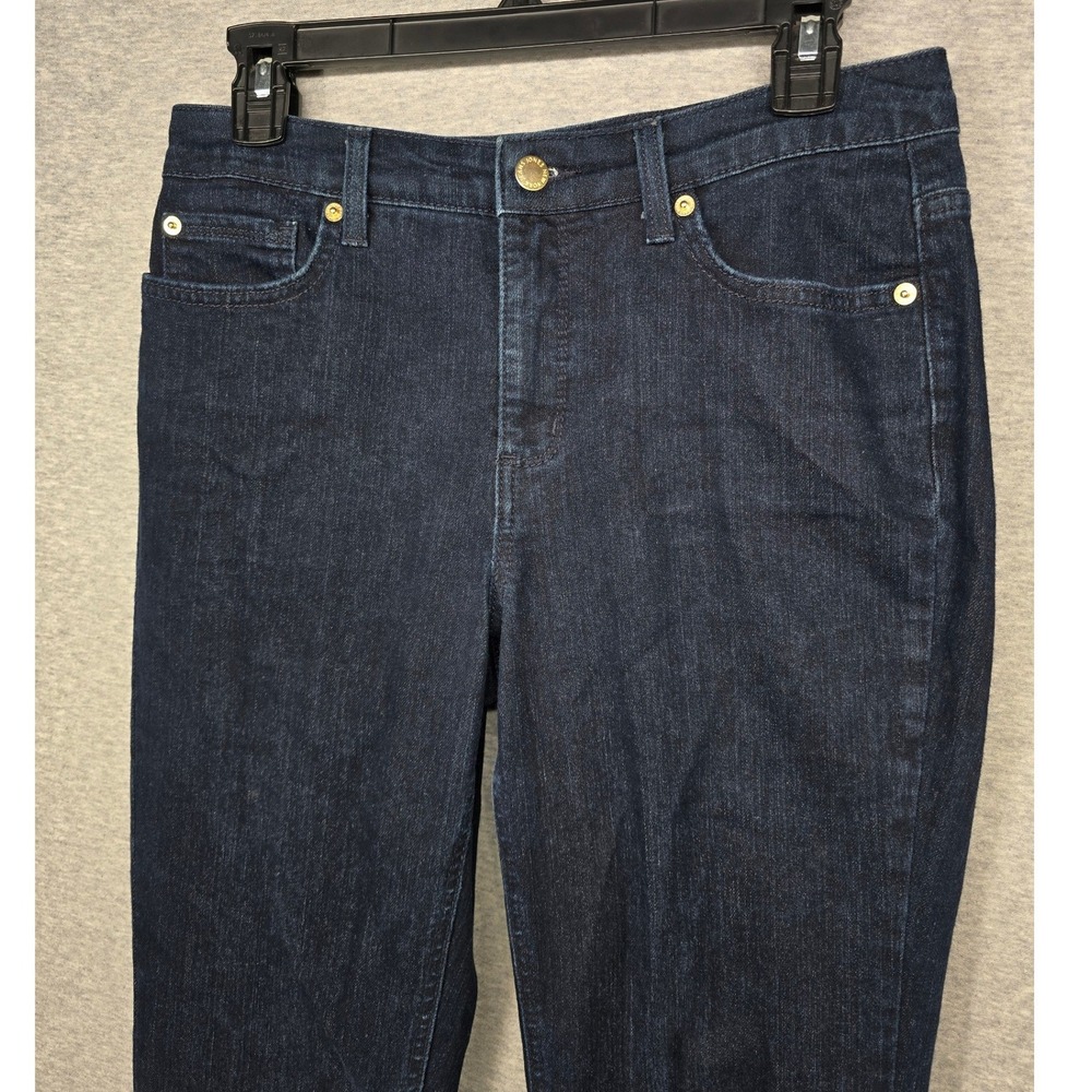 Jones New York Lexington Straight Leg Jeans Dark Indigo Blue Women 10 Denim Posh
